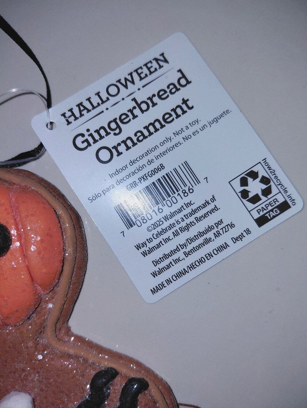 Halloween Gingerbread Ornament, Holiday, Halloween Accessory - Orange/Brown - Picture 3 of 5